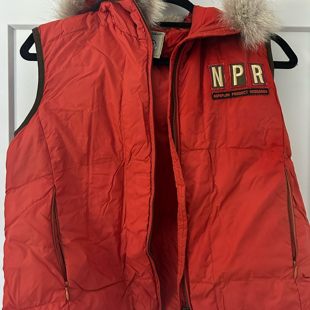 Napapijri Red Vest with Fur Trim